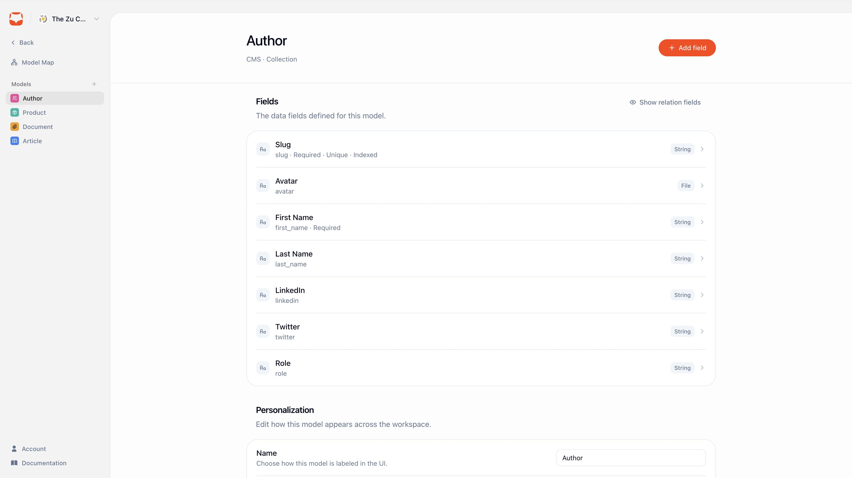 Model editor screenshot