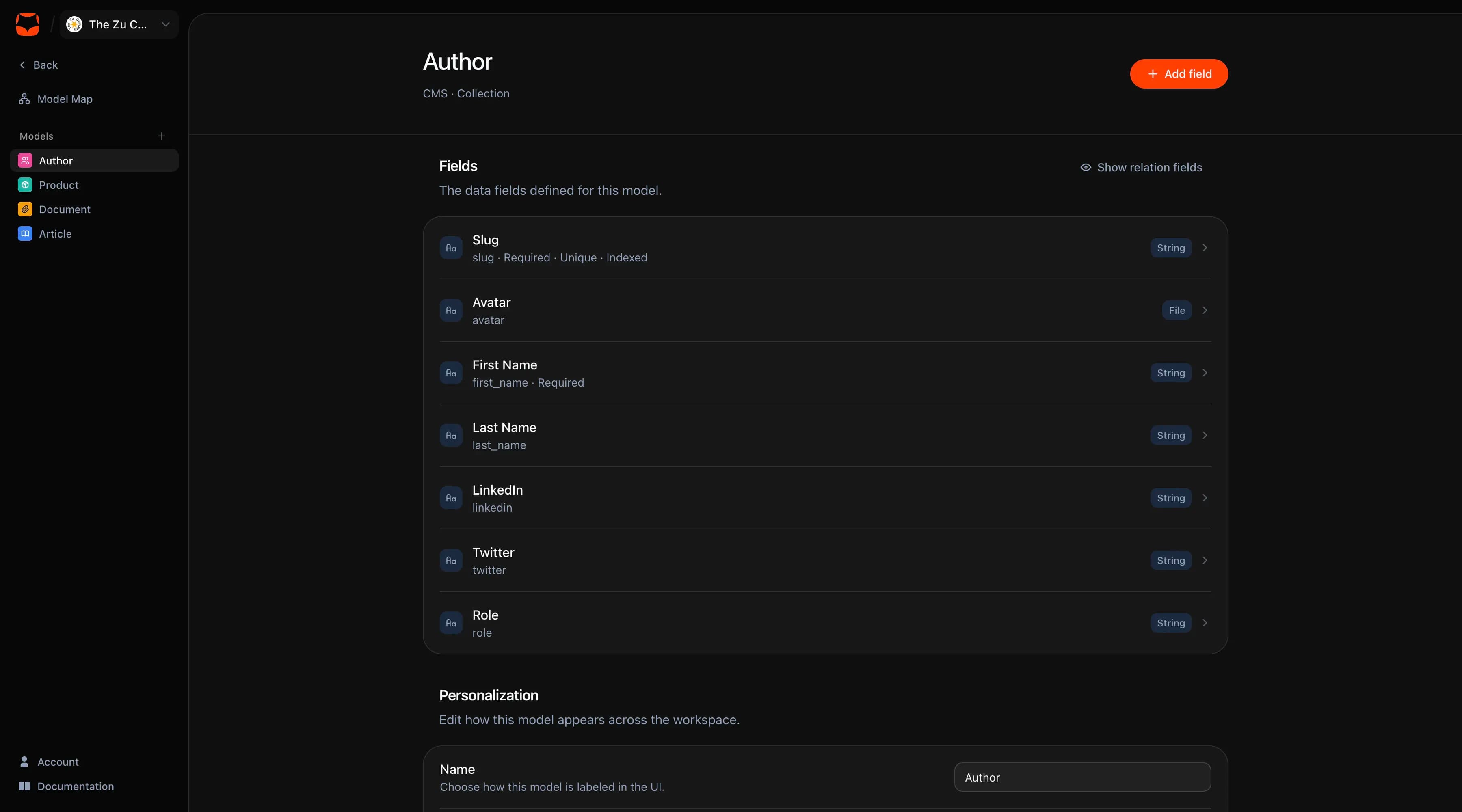 Model editor screenshot